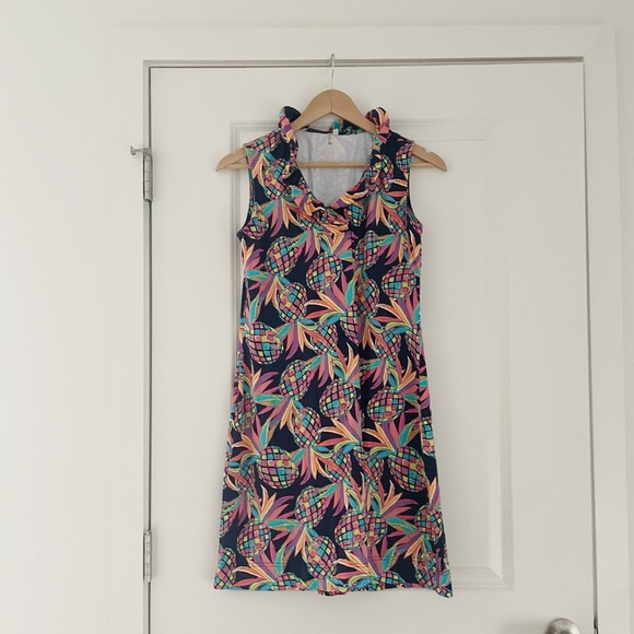 Lulu-B Dresses & Skirts - Lulu B Pineapple Ruffle Dress UPF 50+ Preppy Golf